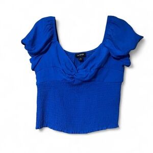 A. Byer Women's Vibrant Blue Puff Sleeve Crop Top